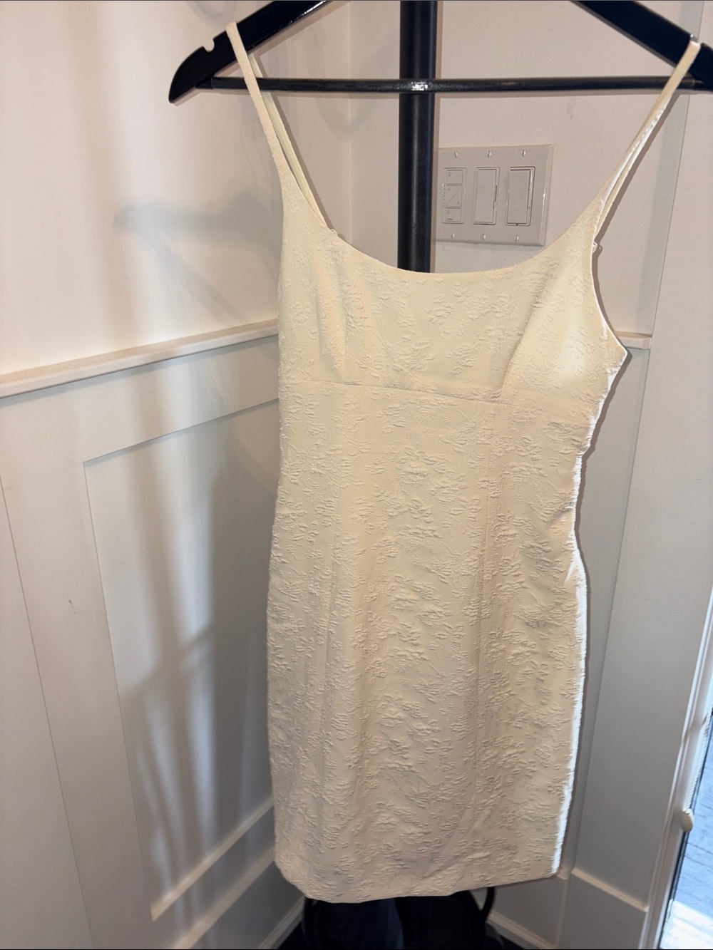 Ivory Textured Spaghetti Strap Dress